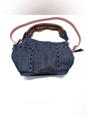 Steven by Steve Madden Denim Swiss Saddlebag with Patterned Guitar Strap